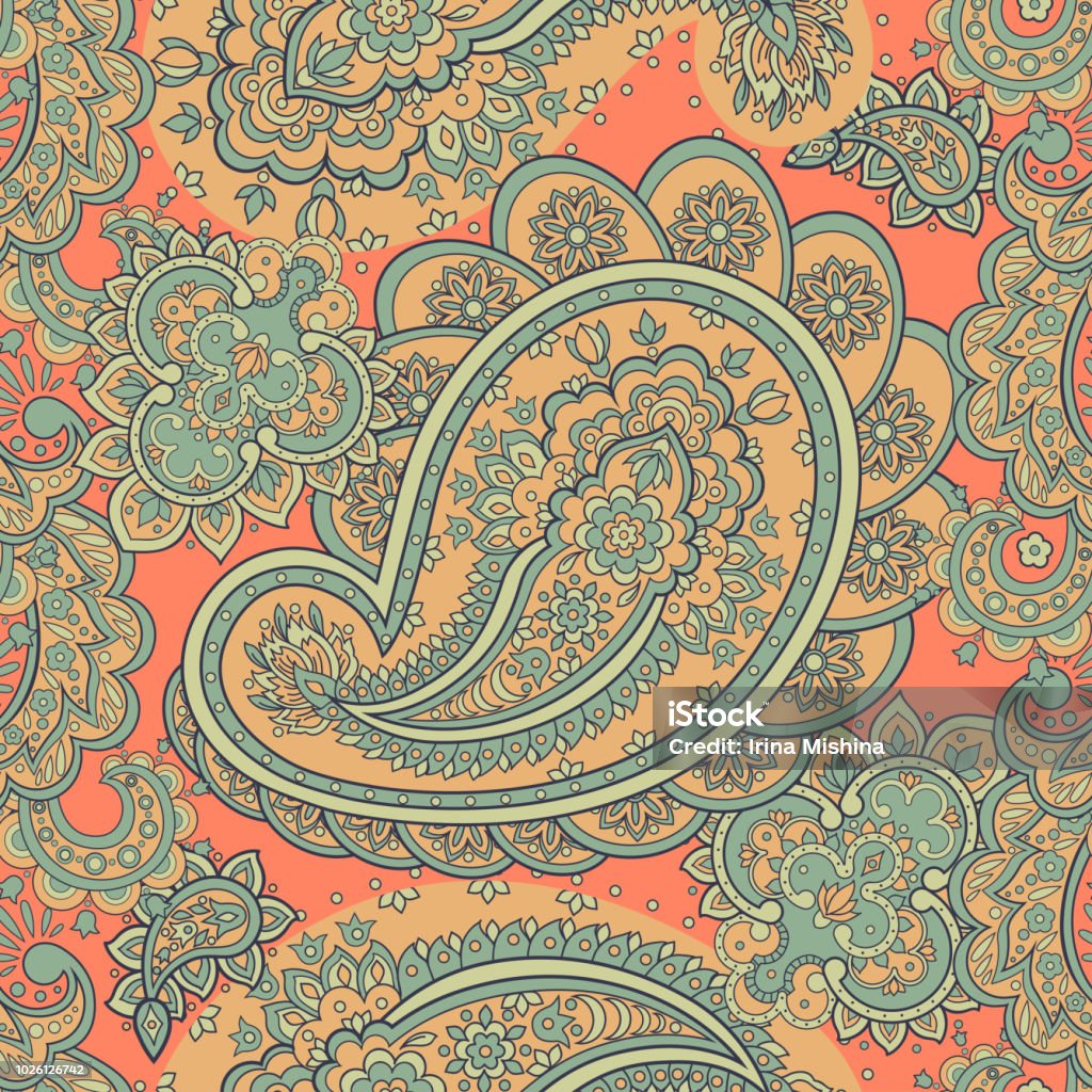 Seamless Vector Paisley Pattern Stock Illustration - Download Image Now ...