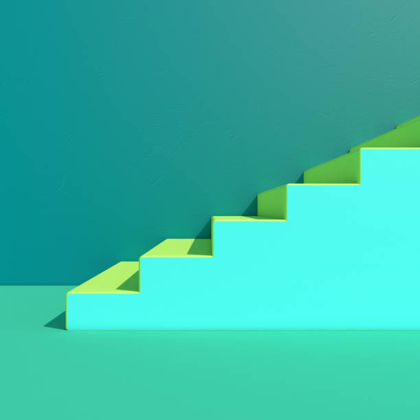 istock Wall with stairs background, minimalistic style for base image for posters. 3D 1026126764