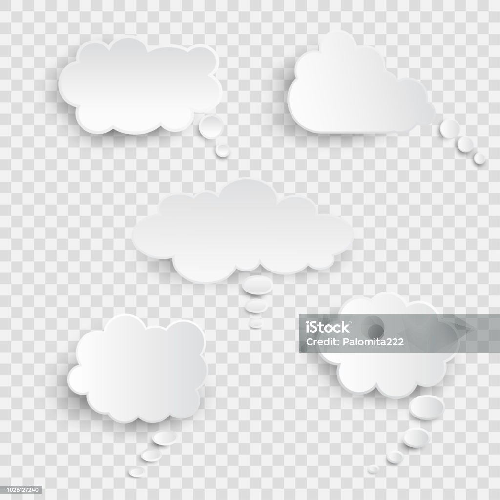 White blank speech bubbles isolated vector set. Infographic design thought bubble on the transparent background. Eps 10 vector file White blank speech bubbles isolated vector set. Infographic design thought bubble on the transparent background. Eps 10 vector file. Contemplation stock vector