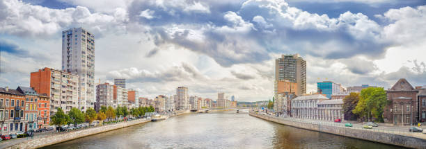 Panoramic view of Liege, a city on the banks of the Meuse river in Belgium Panoramic view of Liege, a city on the banks of the Meuse river in Belgium, Europe liege belgium stock pictures, royalty-free photos & images