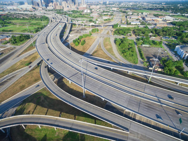 istock Top view interstate 69 highway and Houston downtown in background 1026144926
