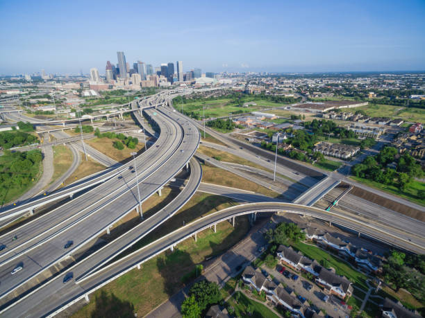istock Top view interstate 69 highway and Houston downtown in background 1026146976