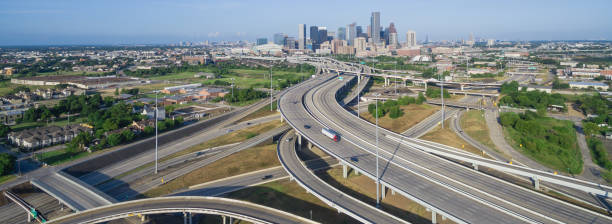 istock Panoramic aerial view Houston downtown and interstate 69 highway 1026149122