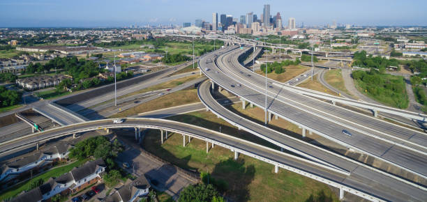 istock Panoramic aerial view Houston downtown and interstate 69 highway 1026149230