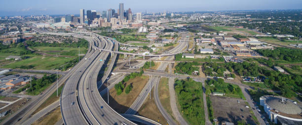 istock Panoramic aerial view Houston downtown and interstate 69 highway 1026149898