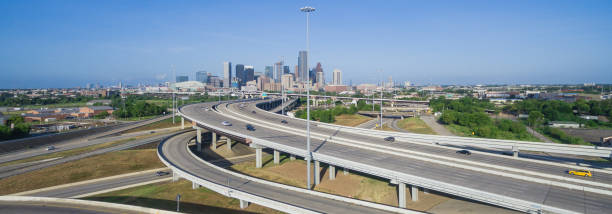 istock Panoramic aerial view Houston downtown and interstate 69 highway 1026154802