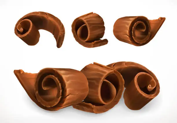 Vector illustration of Chocolate shavings. 3d realistic vector icon