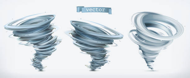 stockillustraties, clipart, cartoons en iconen met tornado. 3d-vector icon set - tornado