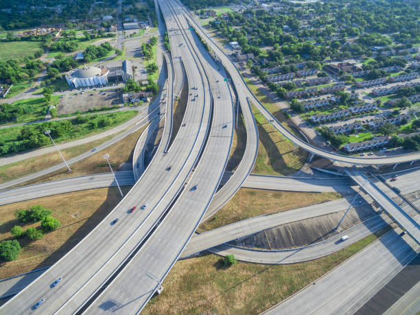 istock Vertical aerial view interstate 69 highway downtown Houston 1026156804