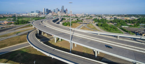 istock Panoramic aerial view Houston downtown and interstate 69 highway 1026159350