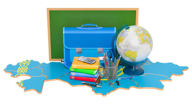 Back to school or education in Kazakhstan concept, 3D rendering