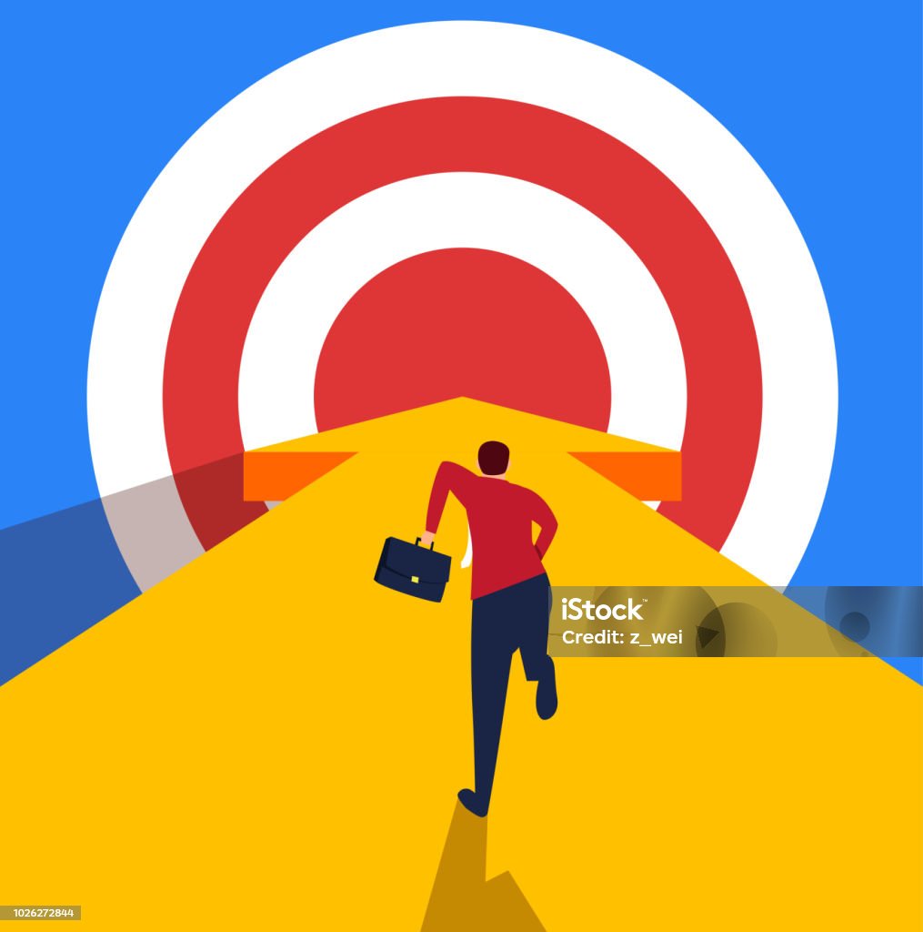 Businessman running towards the goal Aspirations stock vector