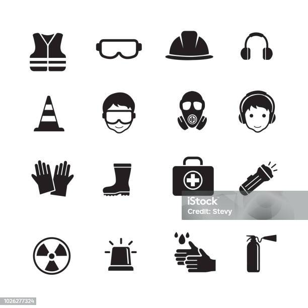 Sicherheit Und Gesundheitsymbole Stock Vektor Art und mehr Bilder von Icon - Icon, Sicherheitsmaßnahme, Schutz- und Arbeitskleidung