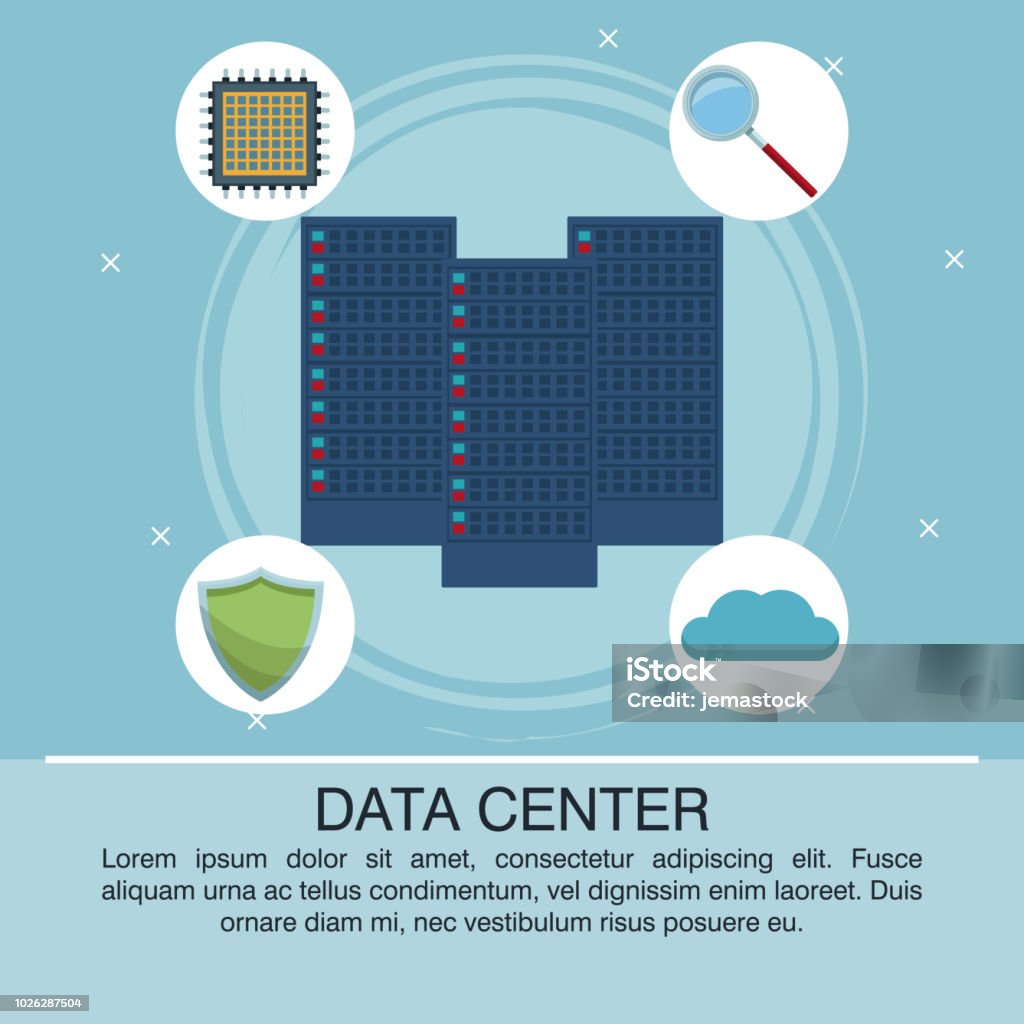 Computer Data Poste Data Center Poster With Informaton Stock Illustration - Download Image ...