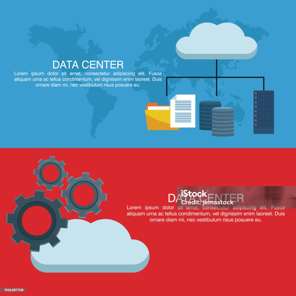 Computer Data Poste Data Center Poster With Informaton Stock Illustration - Download Image ...