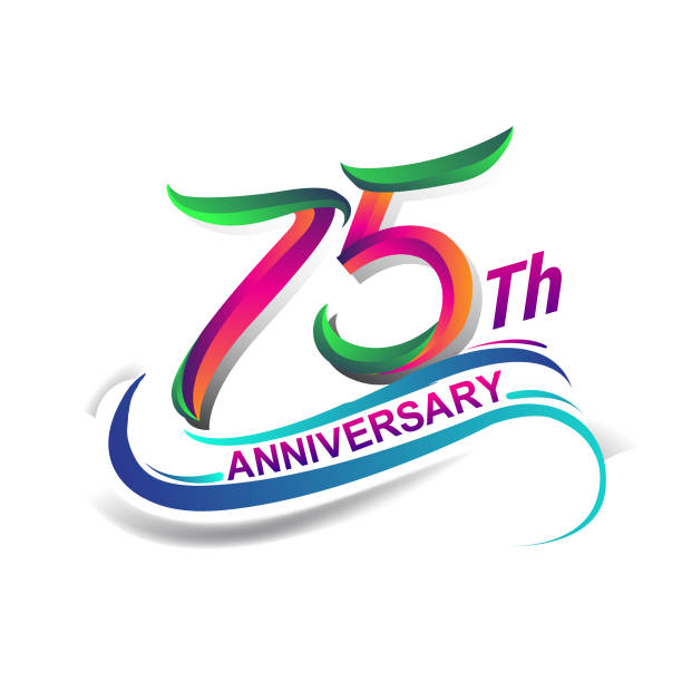 anniversary celebration logotype green and red 75th anniversary celebration logotype green and red colored isolated on white background. 75th anniversary stock illustrations