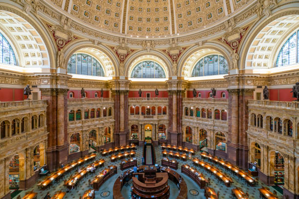 Library of Congress in Washington DC Washington DC, USA - May 18, 2018: Main Reading Room of the Library of Congress in Washington DC library of congress stock pictures, royalty-free photos & images