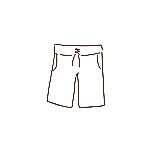 illustrazioni stock, clip art, cartoni animati e icone di tendenza di pantaloncini da spiaggia abbigliamento moda estivo da uomo. icona dell'illustrazione del doodle disegnata a mano vettoriale. - shorts swimming shorts swimwear men