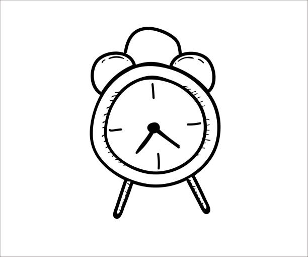 Bedroom alarm clock. Vector doodle illustration in eps10 vector eps10 clock designs stock illustrations