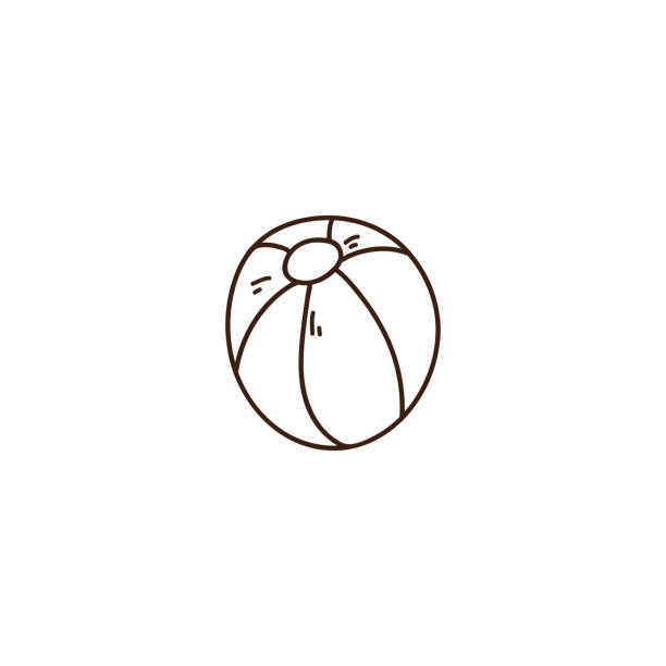 ilustrações, clipart, desenhos animados e ícones de doodle de mão desenhada bola de praia colorida. elemento de gráfico ilustração vetorial - beach ball ball sphere red