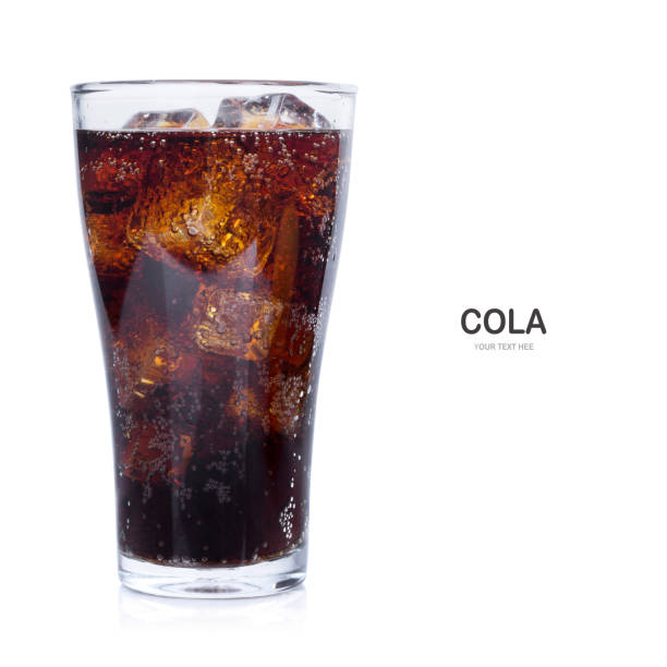 Glass of cola with ice isolate on white background. stock photo