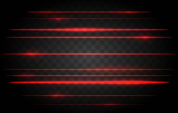 Red laser lights Red laser lights. Vector bright lights of neon or laser, red lamp light graphic effect bar code reader stock illustrations