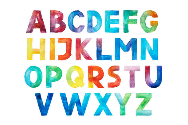 istock Colorful watercolor aquarelle font type handwritten hand draw abc alphabet letters. 1026369560