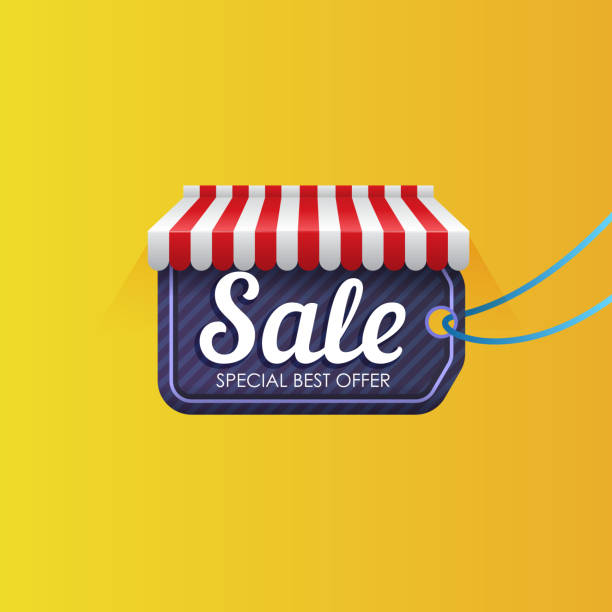 istock Tag under striped roof on sale promotion vector 1026369626