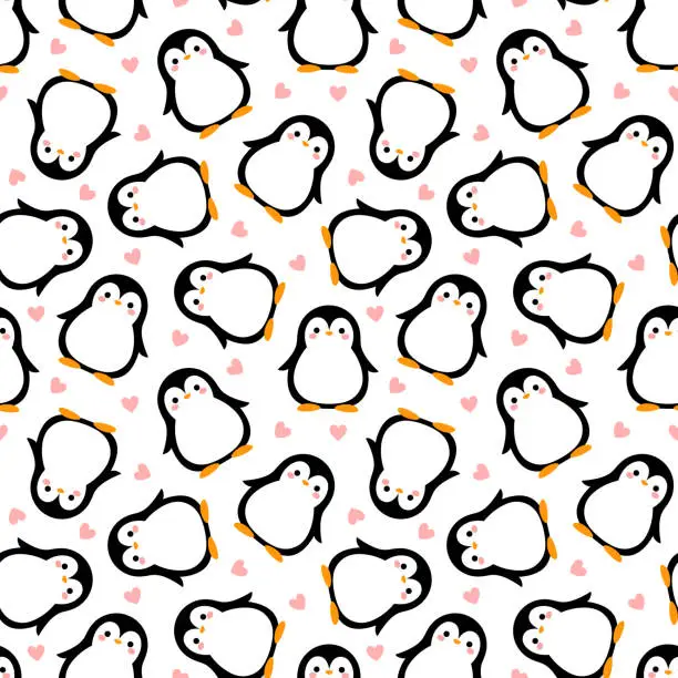 Vector illustration of Penguin Pattern, Winter animal background