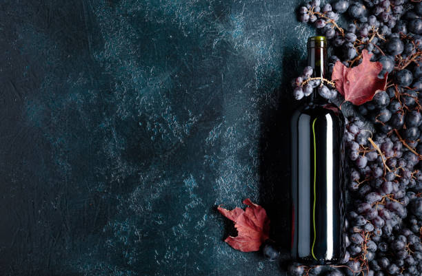 istock Bottle of red wine and grapes. 1026390826