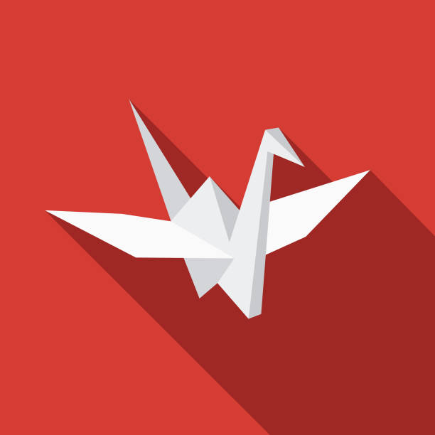 Origami Crane Flat Design Japan Icon A flat design Japan icon with long side shadow. File is built in the CMYK color space for optimal printing, and can easily be converted to RGB. Color swatches are global for quick and easy color changes throughout the entire set of icons. origami cranes stock illustrations