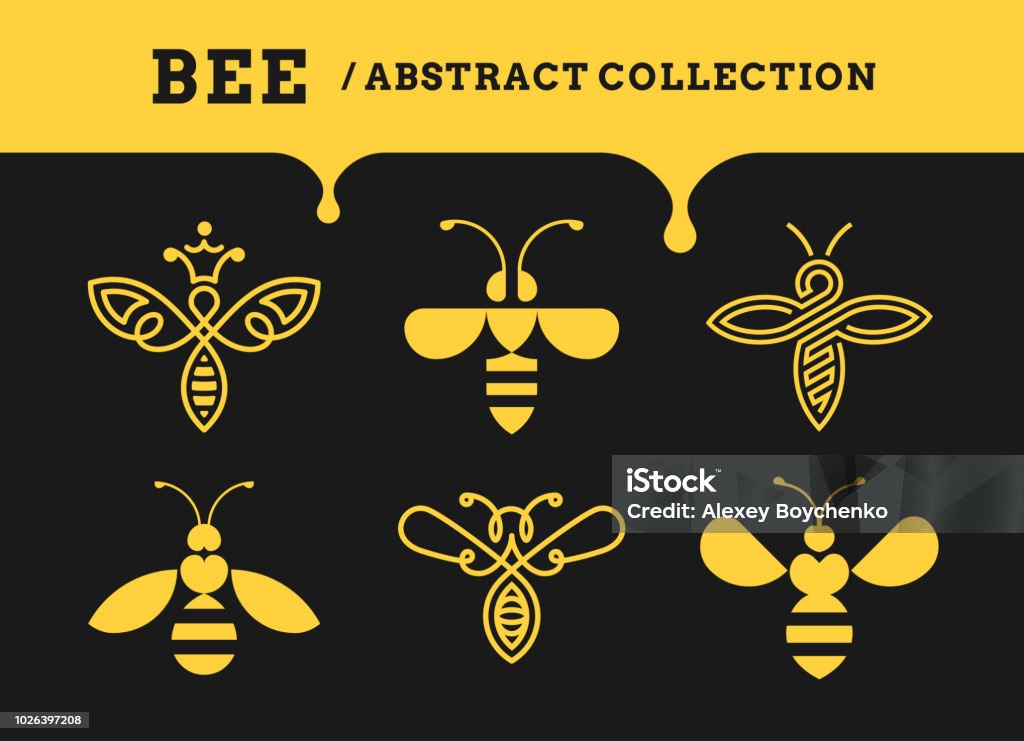 Bee abstract collections - logo, icon on a dark background Bee stock vector