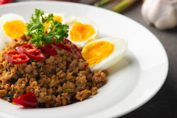 istock Pad Ka-prao  stir fried chopped minced pork with chili and basil 1026397320
