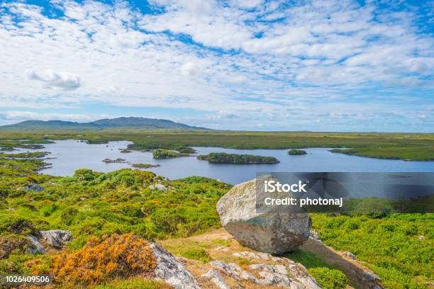 View Of The Meadows Lakes And Mountains Of The Region Connemara In Ireland Stock Photo - Download Image Now