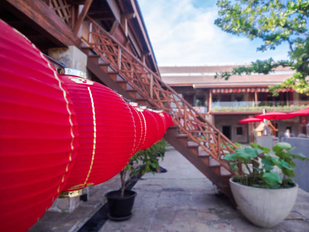 istock Chinese lantern with wooden lantern in background 1026430598