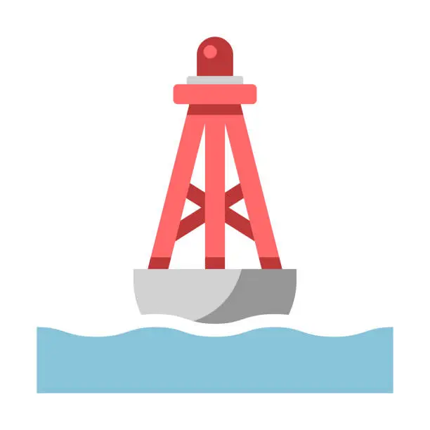 Vector illustration of Floating buoy flat illustration