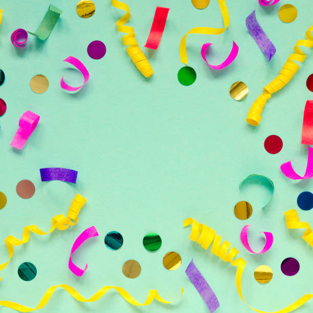 istock Carnival festive decoration on blue background 1026434902