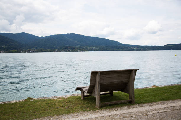 istock Park bench on the Tegernsee, sunbed 1026435524