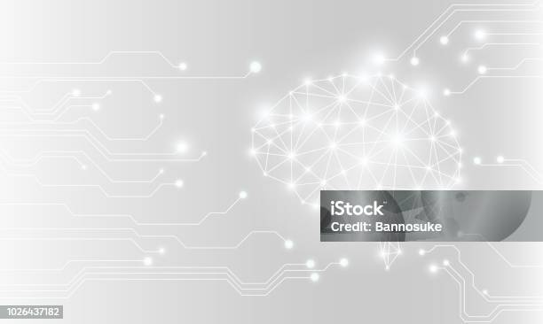 Cerveau Brillant Et Fond De Carte De Circuit Imprimé Vecteurs libres de droits et plus d'images vectorielles de Fond