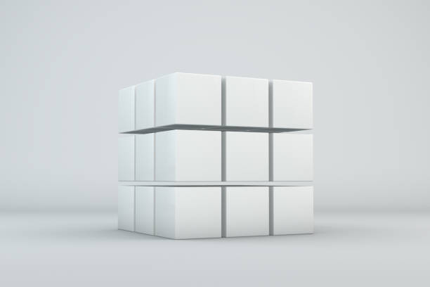 3d-блоки куба рендеринга - cube puzzle three dimensional shape block стоковые фото и изображения