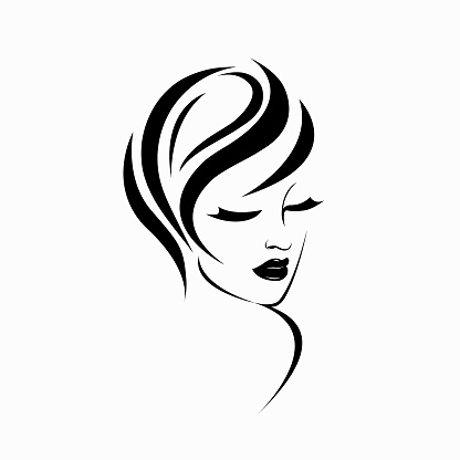 Vector illustration of a beautiful woman with short haircut, elegant hairstyle and makeup