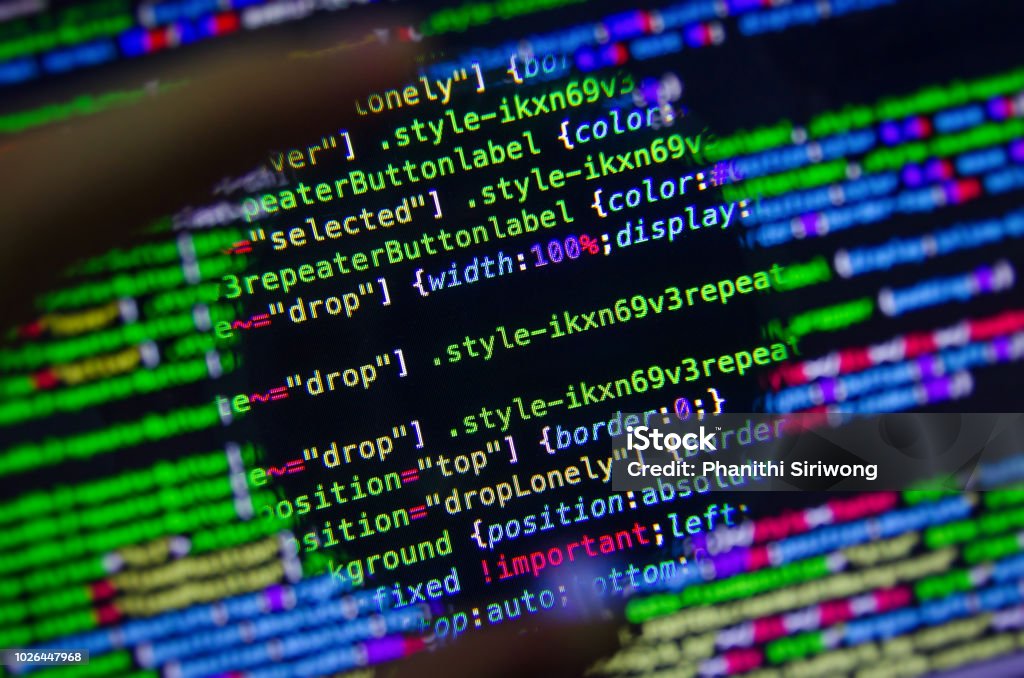 Desktop source code and Wallpaper by Computer language with coding and  programming. Stock Photo