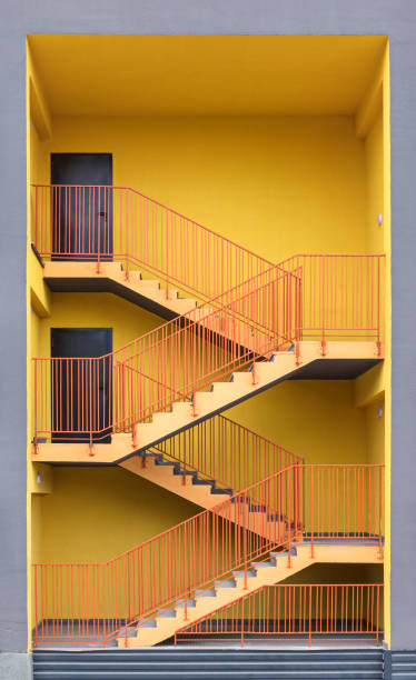 istock yellow external fire escape of modern parking 1026451024