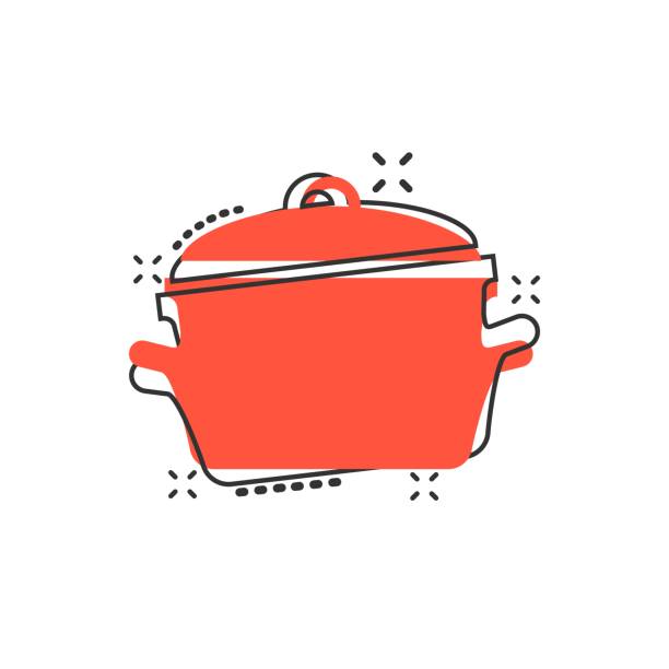 ilustrações de stock, clip art, desenhos animados e ícones de vector cartoon cooking pan icon in comic style. kitchen pot concept illustration pictogram. saucepan equipment business splash effect concept. - pan