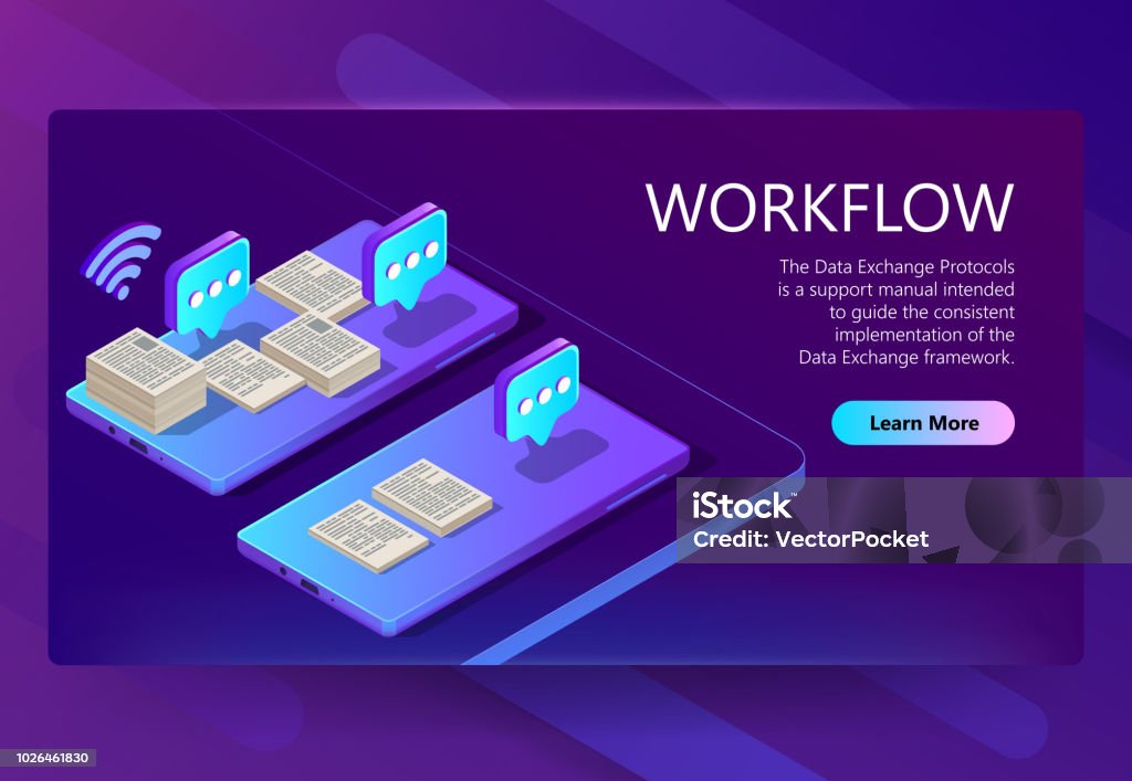 Vector 3d Isometric Site Template With Workflow Stock Illustration ...