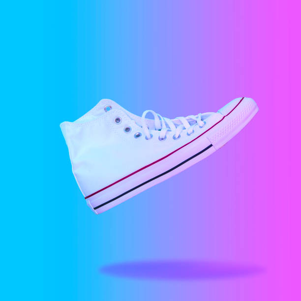 Flying in the air white sneaker.