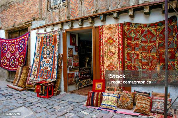 Ankara Cidatel From Ulus With Blue Classic Minibuses Stock Photo - Download Image Now