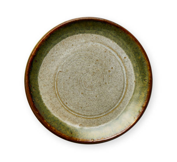 istock Green ceramic plate, Empty plate with granite texture, View from above isolated on white background with clipping path 1026483914
