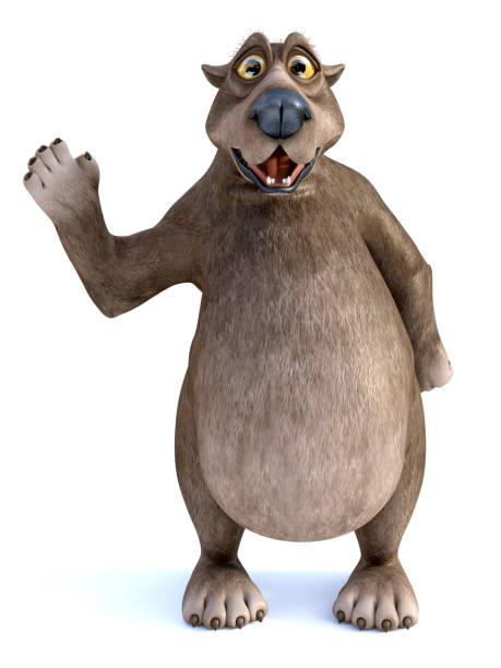 istock 3D rendering of a cartoon bear waving hello. 1026484128