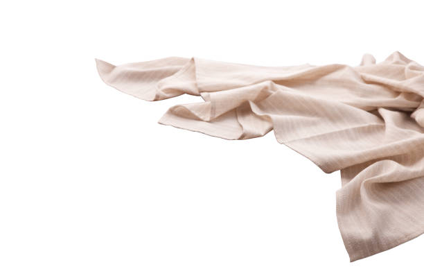 istock White tablecloth isolated. Napkin close up top view mock up 1026488580